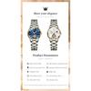 OLEVS Women's Automatic Mechanical Watch, Cute, Waterproof, Luminous, with Diamonds, Date Display, Blue, Gold & Blue, L6608