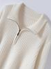 Elegant European Cashmere Lambswool Zip-Up Sweater for Women