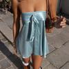 European and American Spring and Summer New Models, Temperament Solid Color Satin Tube Top Strap Sleeveless Dress Women's Clothing