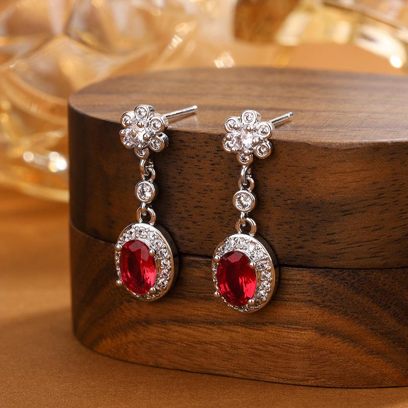 Luxury Korean Crystal Waterdrop Zircon Dangle Earrings for Women Elegant CZ  Sterling Silver Drop Ear Fashion Wedding
