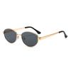 New sunglasses European and American cat's eye metal oval frame sunglasses women's fashion trendy plain flat glasses