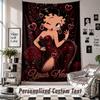 Custom Tapestry Wall Hanging, Betty Boop Personalized Name Text Home Wall Decor