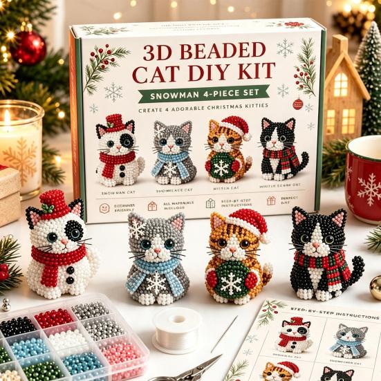Set de mărgele fără lipici Kit DIY cu mărgele 3D, Set de meșteșuguri cu animale de Crăciun realiste, Kit tematic de broderie manuală ușoară pentru copii și adulți Educațional