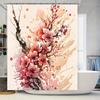 Pink Blossom Shower Curtain Watercolor Floral Print for Bathroom Decor, Modern Design Waterproof Fabric for Bathtub or Kitchen C