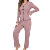 Women's 2 Piece Pajama Set Long-Sleeve Top with Bow And Long Pants Sleepwear Set Casual Fall Loungewear Pjs Set