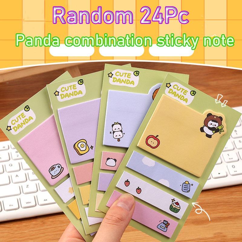 24Pcs Kawaii Panda Sticky Notes Creative Post Memo Pads Office School Stationery Adhesive Stickers Cute Note Pad Message