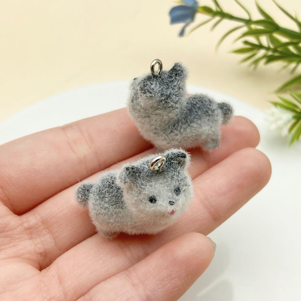 Mix 2/5Pcs Resin Flocking Animal Puppy Pendant Accessories, Diy Necklaces, Earrings, Keychains, Jewelry Making Fashion Accessori