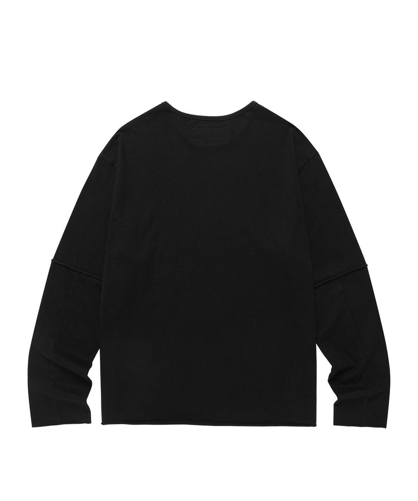 THEVINYLHOUSE Cut-Off Layered Ls Tee Black