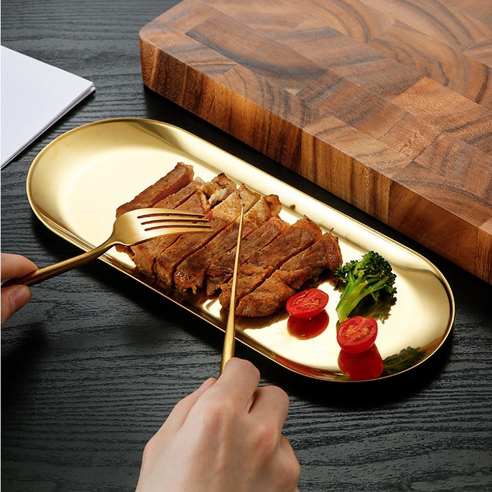 Plate Gold Oval Smooth Stainless Steel Corrosion-resistant