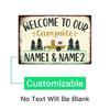 Personalized Campsite Welcome 2D Flat Metal Tin Sign Custom Text Date Available Rustic Wall Decor Gift for Wedding Anniversary