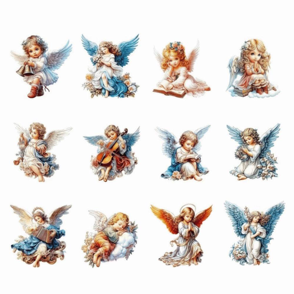 12pcs Wooden Christmas Tree Decor 2D Flat Girl-Shaped Pendant Christmas Gift Giving