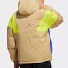 Adidas Originals Patchwork Logo Print Hooded Down Jacket Men Outerwear Beige H66016