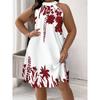 Plant Floral Summer Sleeveless Backless Tie Dress For Vacation And Beach