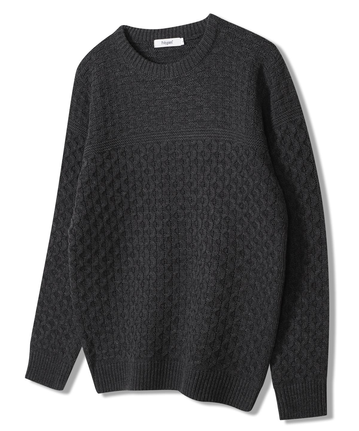 Polygram Circle Cable Round Knit - 6 Colors Gray/M