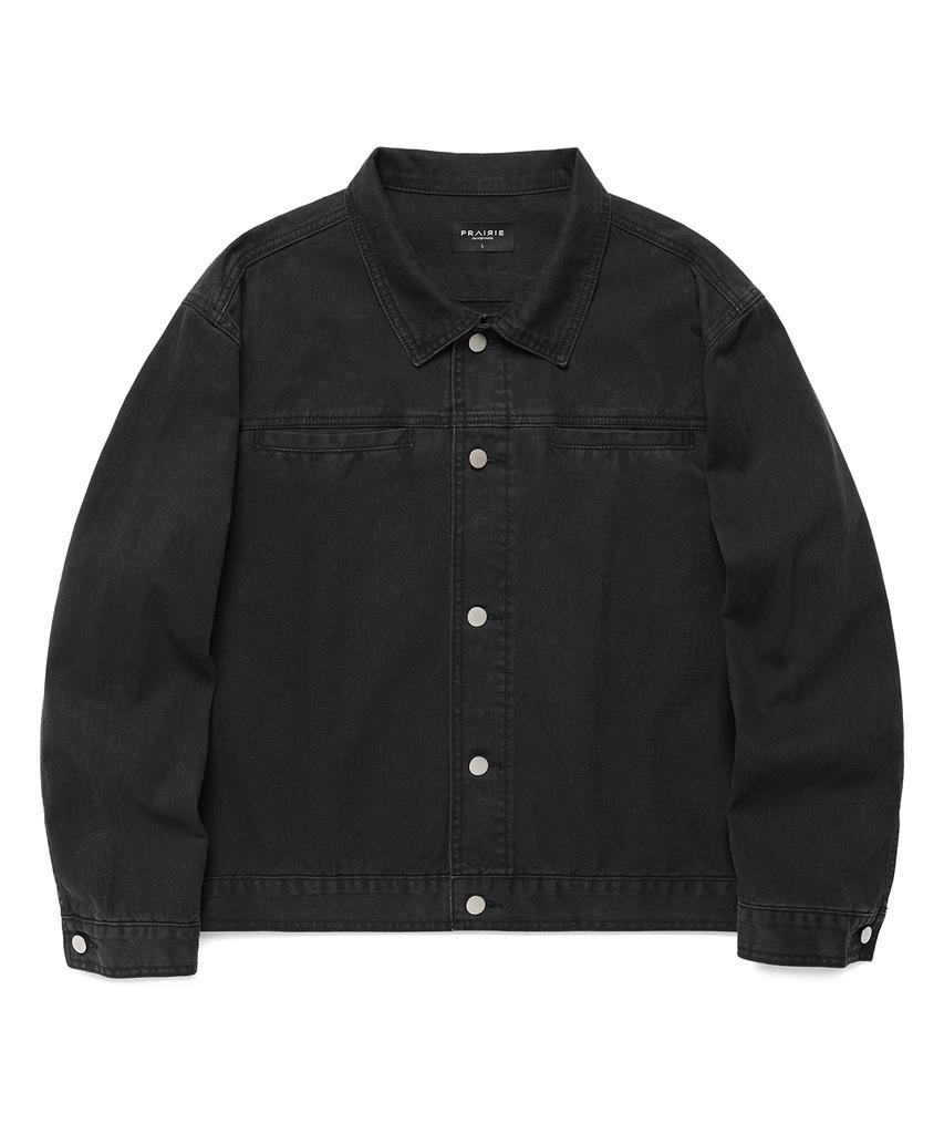 Prairie Washed Crop Trucker Jacket (Black)