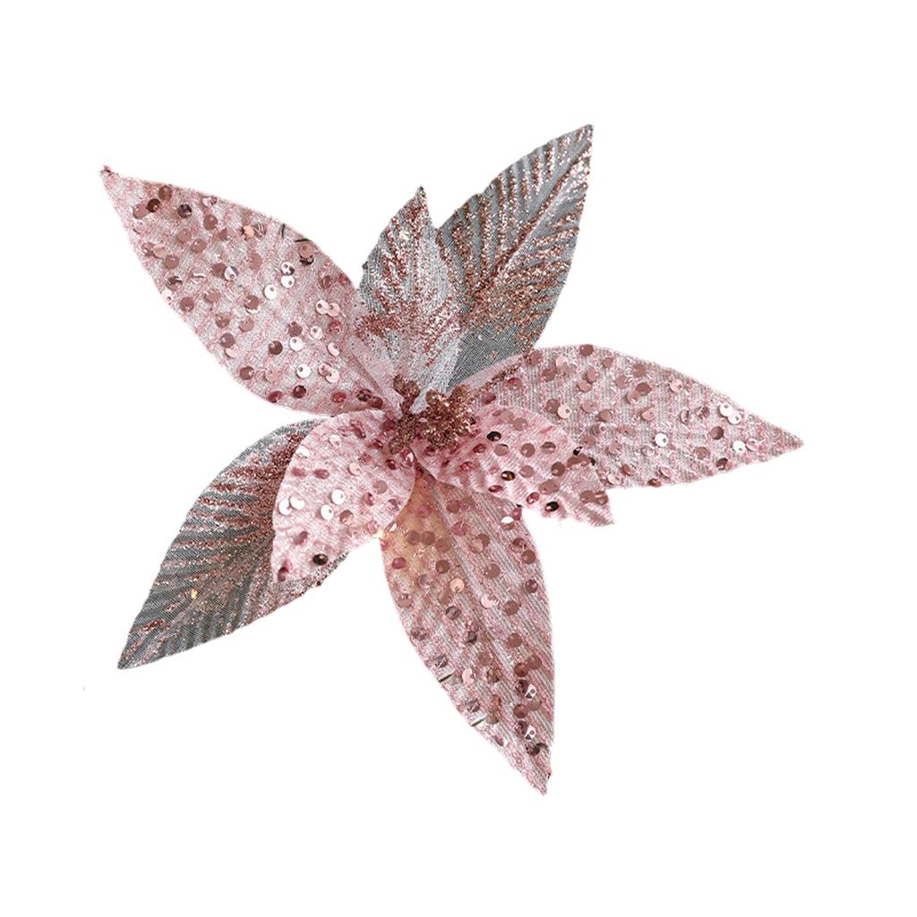 High-end Fabric Christmas Flower Simulation Flower Sticky Powder Gold Powder Flower Arrangement Christmas Tree Wreath Rattan Decoration