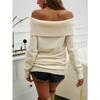 Women Knit Casual Solid Color Pullover One Shoulder Sweater
