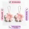 Cute Cherry Blossom Fluffy Plush Keychain, Soft Faux Fur Flower Bag Charm, Portable Key Pendant for Gift, Car Key Decor