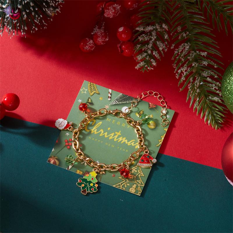 Christmas Santa Claus Snowman Tree Pendant Bracelet For Women Girls Exquisite Christmas Party Bracelet Jewelry Adjustable Gift