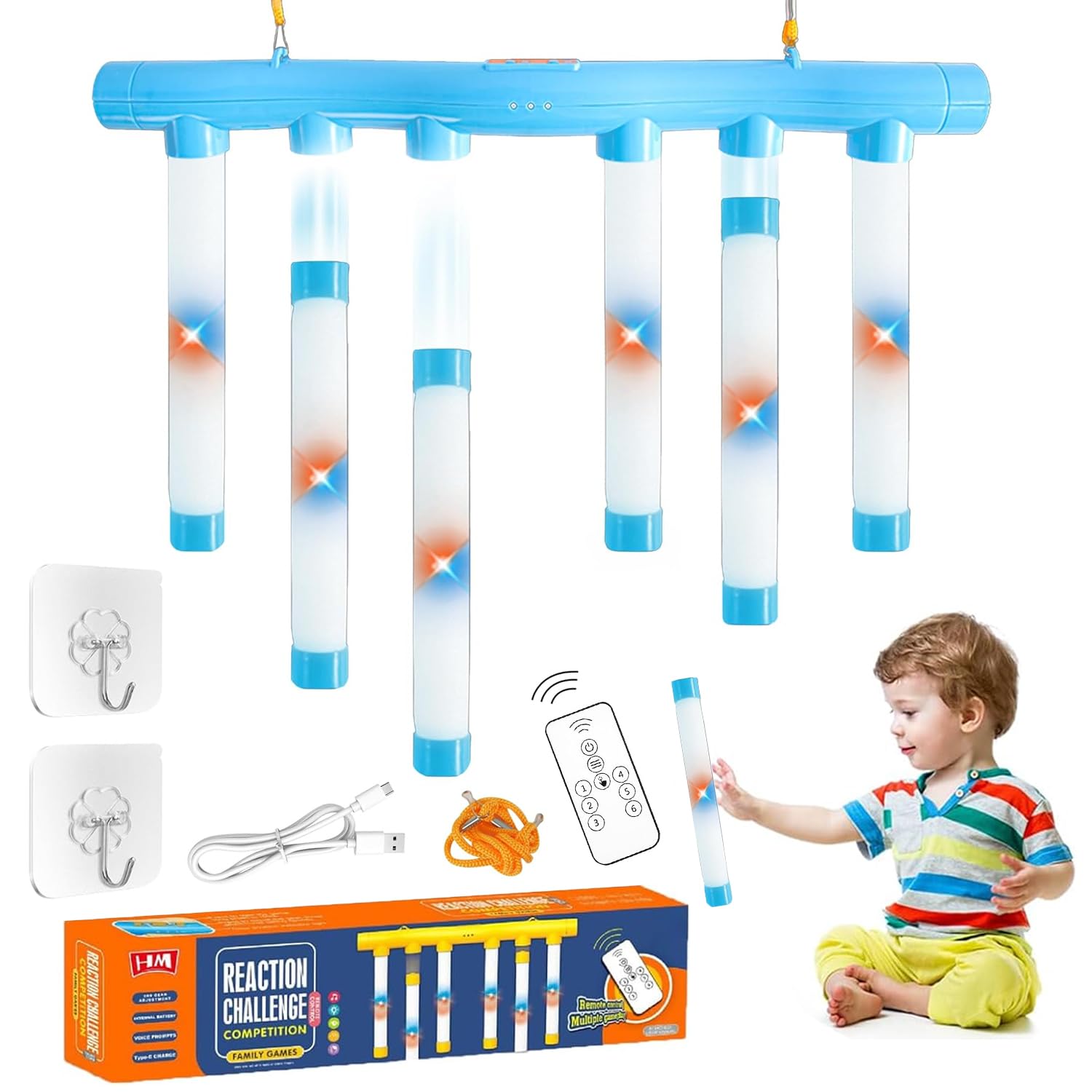 

Игрушка для тренировки рефлексов Heculos, USB-перезаряжаемая игра с падающими палочками, Челлендж с палочками, Динамическое зрение, Игра с ловлей палочек для детей и взрослых