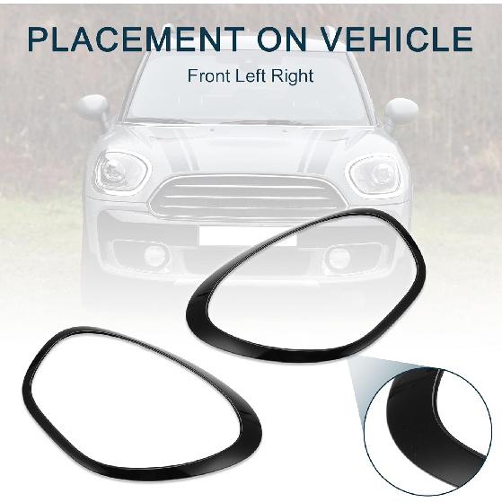 Headlight Trim Bezel for Mini Cooper Countryman 2011-2016 No.51139801573/51139801574 Front Left Right Headlamp Bezel Headlight Cover Decor Black 1
