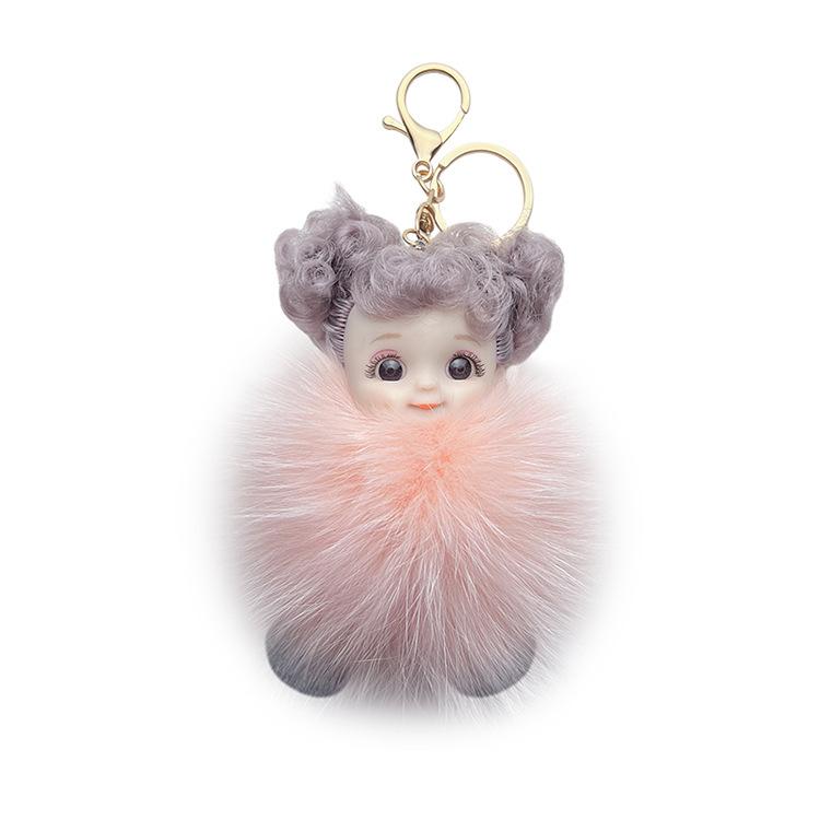 Fox Hair Dimple Doll Key Chain Big Eyes Cartoon Plush Bag Pendant Car Key Chain Blind Box Cute Girl