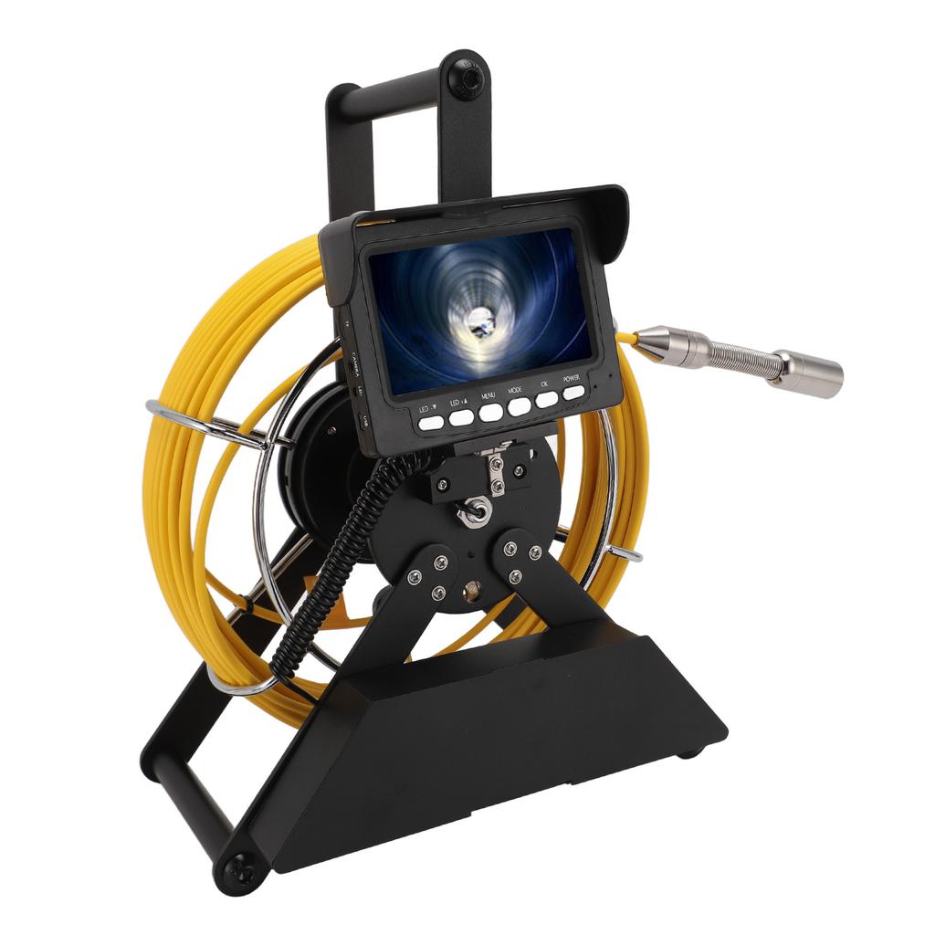 Pipe Inspection Camera 4500mAh Rechargeable IP68 1200TVL Sewer Snake Camera 4.3 Inch Monitor DVR Recording Borescope