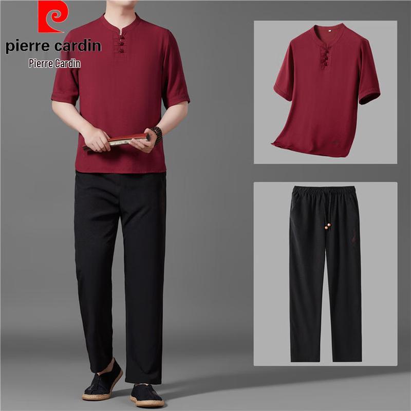 Pierre Cardin Men's Summer Linen Blend Chinese Style Tang Suit Top