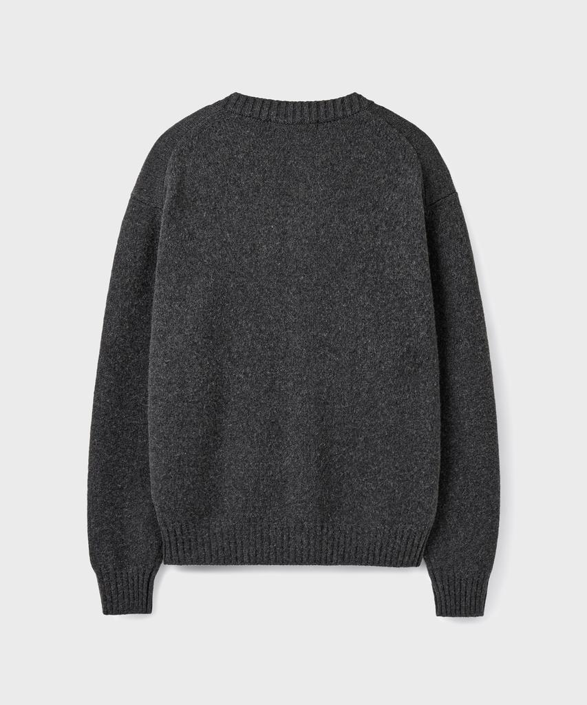 Branded Brushed Alpaca Cardigan [Charcoal]