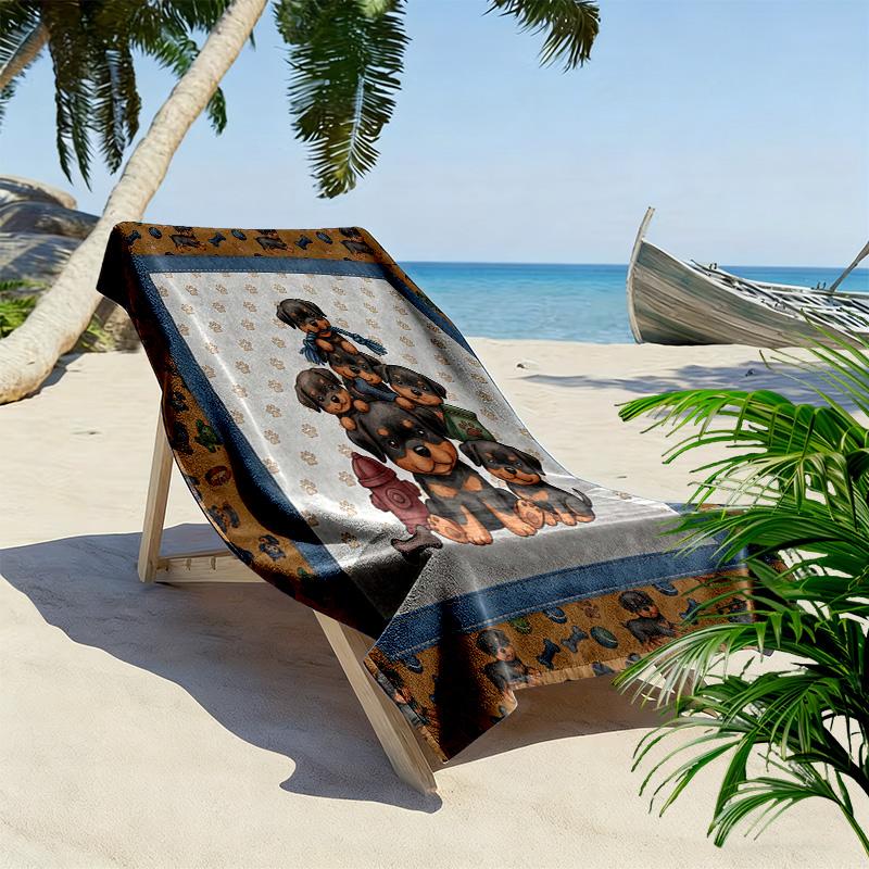Süßes Tier-Puzzle-Print Strandtuch, Großes Weiches Schnelltrocknendes Handtuch für Strand Camping Schwimmen