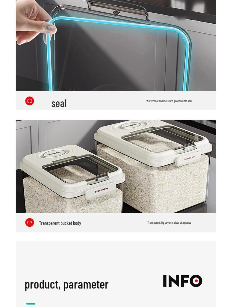 Large Rice and Flour Storage Bin: Sealed, Insect-Proof, Moisture-Proof, Food-Grade.