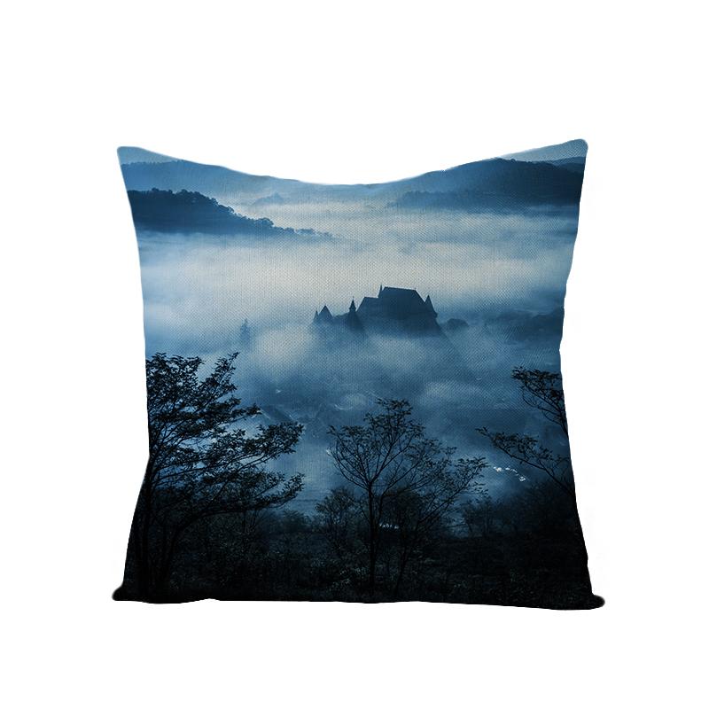 Old Castle Dragon Boat Moon Pumpkin Cushion Cover Horror Pattern Sofa Throw Pillows Living Room Halloween Decorative Pillowcase