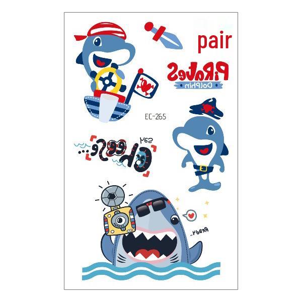 Waterproof Children's Pirate Shark Tattoo Stickers - Birthday Party & Cartoon Design
