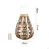 Woven Candle Holder with Electronic Teardrop Wooden Lantern for Home Decor, Tabletop,