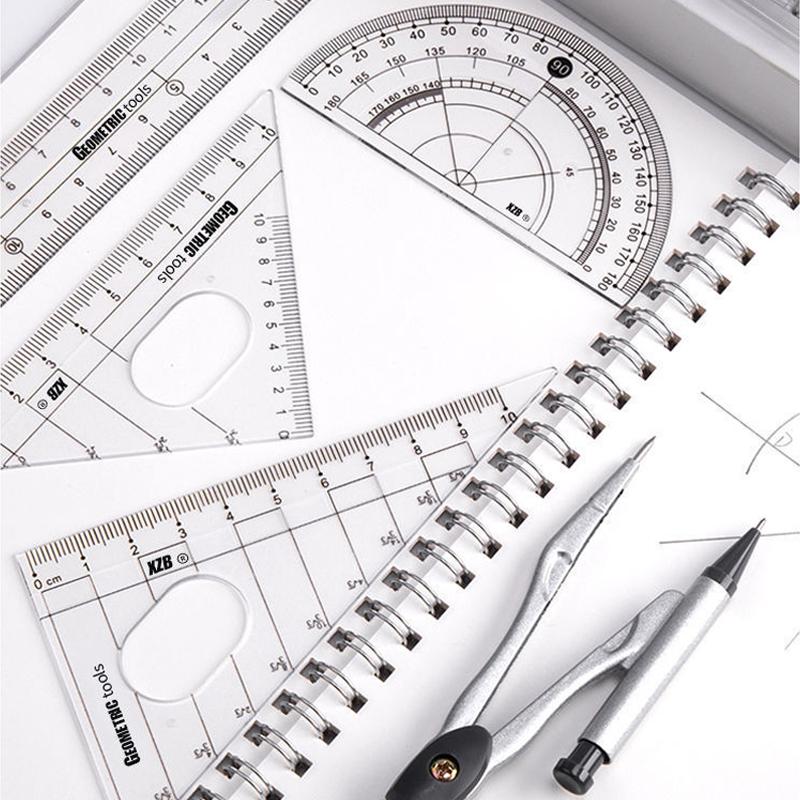 8 Piece Math Geometry Kit Sets Student Supplies Includes Rulers,protractor,for Drafting And Drawings