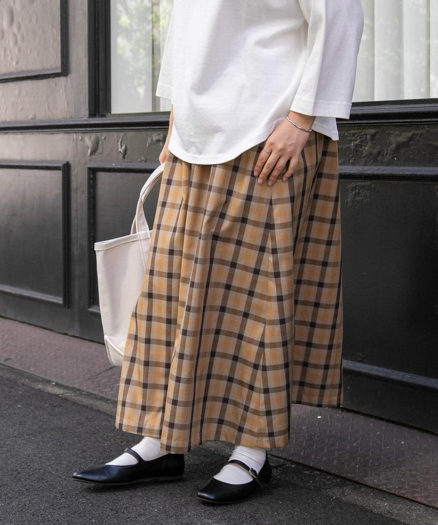 Research Skirt Check Gathered Skirt for Women GUNCLUB 1 [Urban Doors] FORK&SPOON DF36-25V029