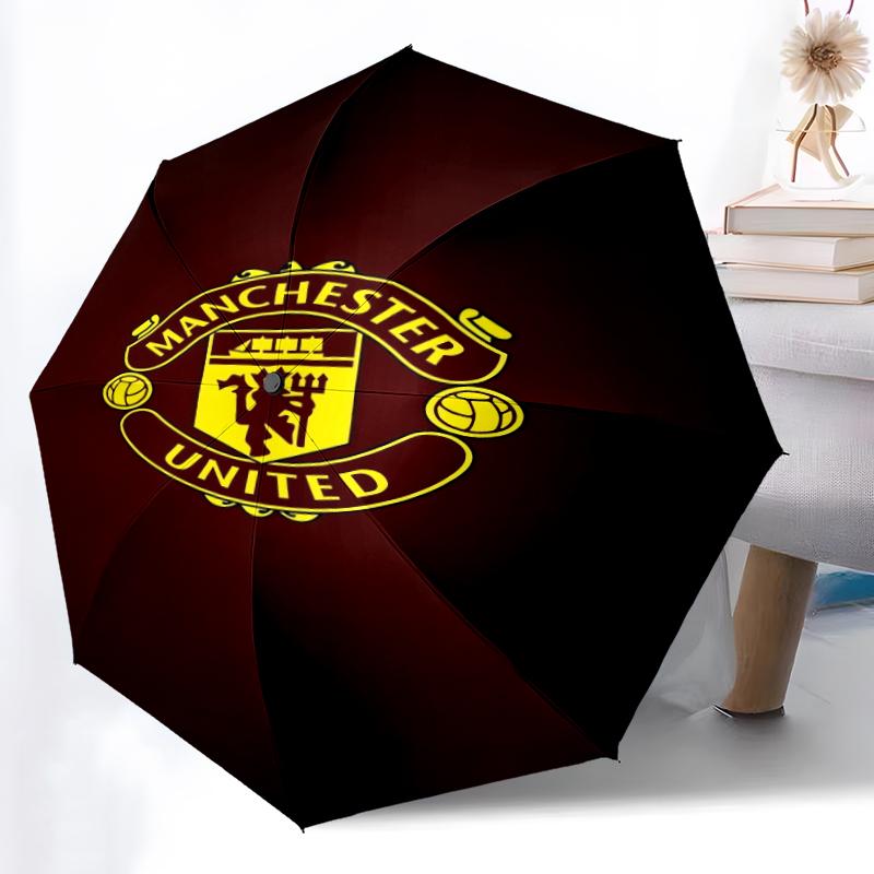 1pz Ombrello Automatico Robusto a 8 Stecche, Ombrello Manchester United Manchester City, Stampato Digitalmente, Ombrello Pieghevole per Uso Esterno in Movimento