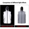 Spring Summer Reflective Vest Men's Hooded Outdoor Casual Cycling Jogging High Visibility Safety Glow Clothes Hip Hop Streetwear