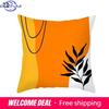 Boho Orange Abstract Cushion Cover Mid Century Modern Minimalist Leaf Throw Pillow Case For Sofa Living Room Bedroom Decor