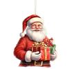Acrylic Flat Surface Christmas Santa Car Pendant In Cartoon Style Gift For