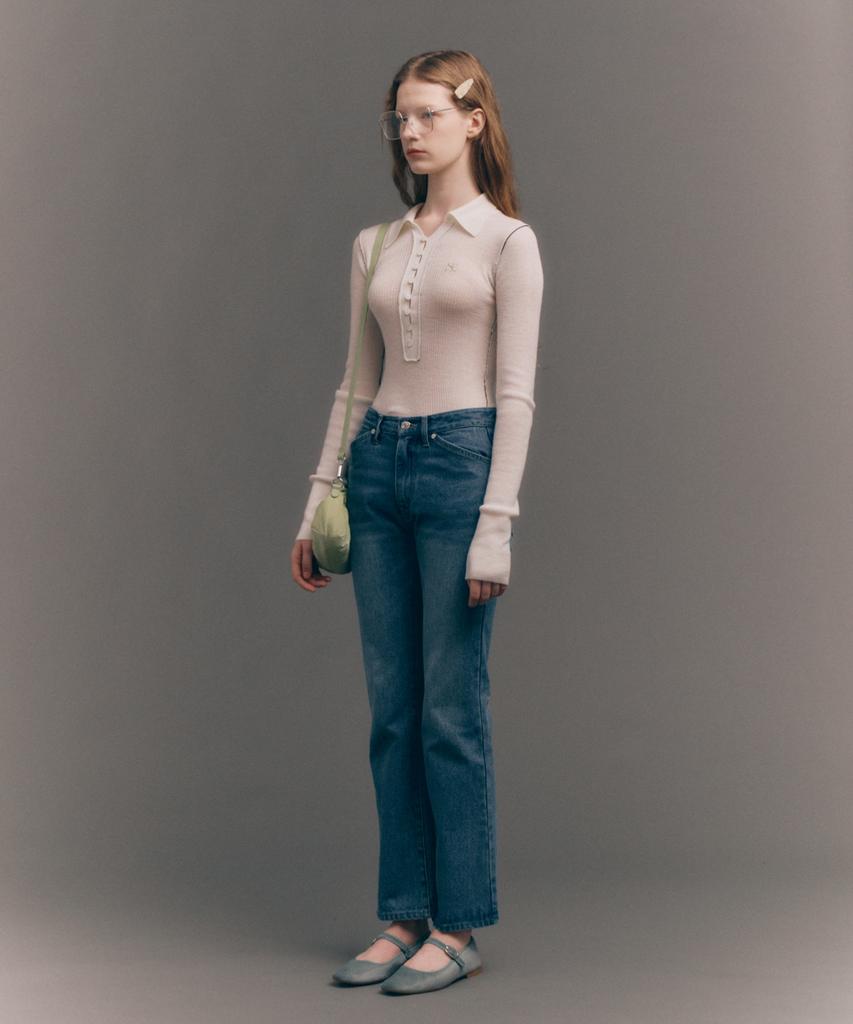 Seteo (W) Collar Button Long Sleeve Knit Cream