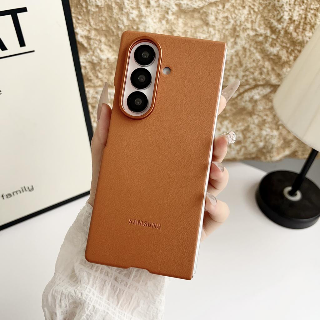 Suitable for Samsung Zfold7 Magnetic Leather Mobile Phone Case Galaxy Zfold7 Plain Leather Folding Anti Fall Protection Case