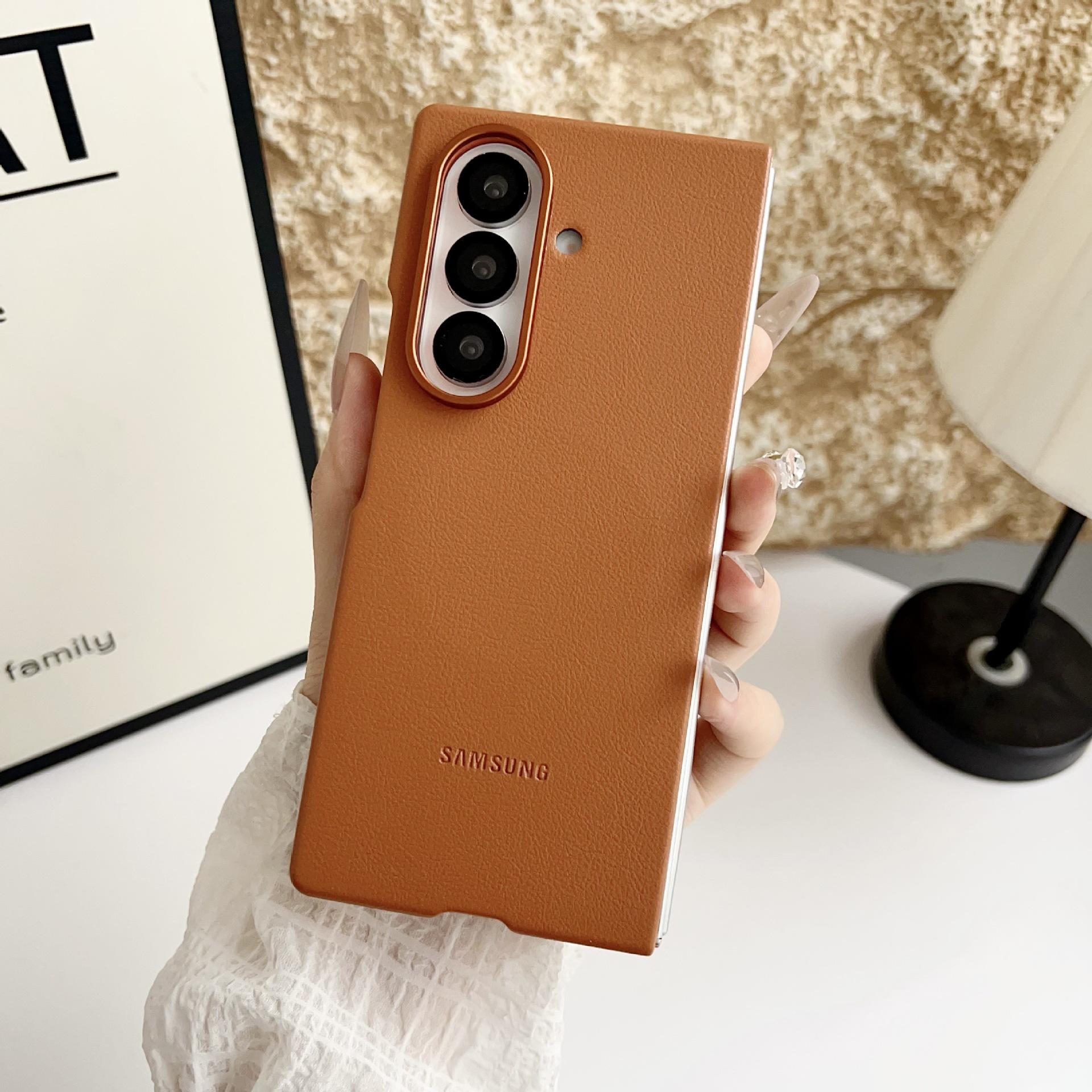 

Suitable for Samsung Zfold7 Magnetic Leather Mobile Phone Case Galaxy Zfold7 Plain Leather Folding Anti Fall Protection Case Samsung ZFOLD7