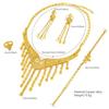 Elegant Arabic Wedding Tassel Necklace Set - 24K Gold-Plated Jewelry, Four-Piece Collection