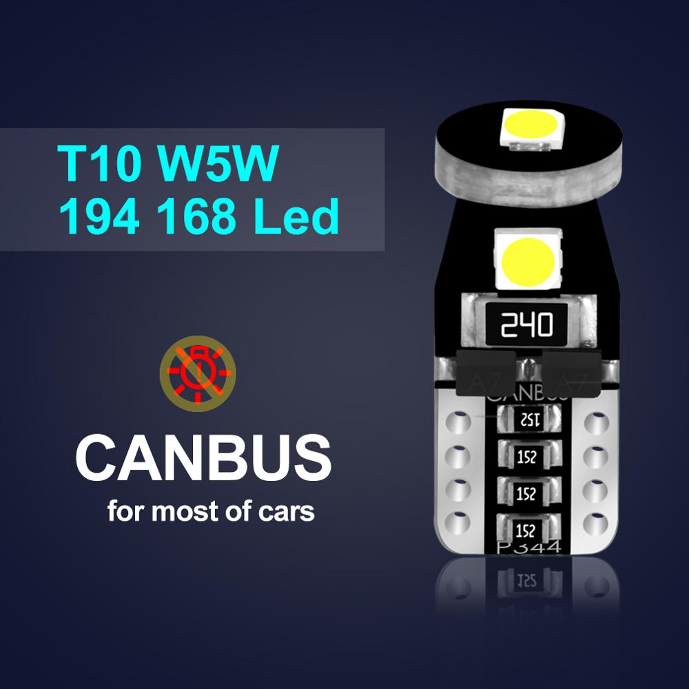 10 stk T10 LED Canbus W5W LED-pærer 168 194 Bilinteriørlys Signalpære Kupélyspære Leselys Skiltlys Auto 12V 6000K Hvite Pærer 7