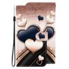 Handmade PU Leather Flip Case for iPhone X/11/12/13/14/15/16/17 Series - Anti-Slip Shockproof Cover with Wrist Strap & Heart/Rose Cat Designs