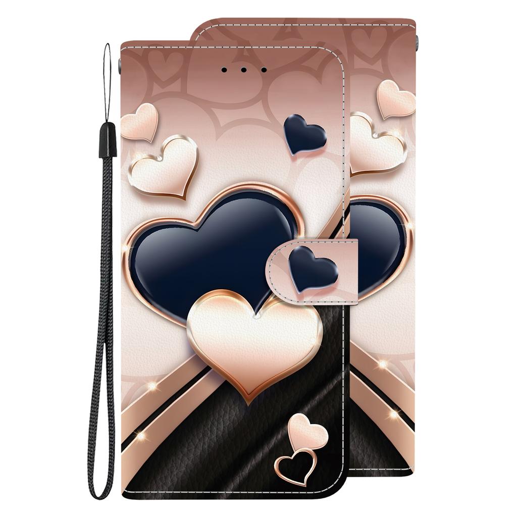 Handmade PU Leather Flip Case for iPhone X/11/12/13/14/15/16/17 Series - Anti-Slip Shockproof Cover with Wrist Strap & Heart/Rose Cat Designs