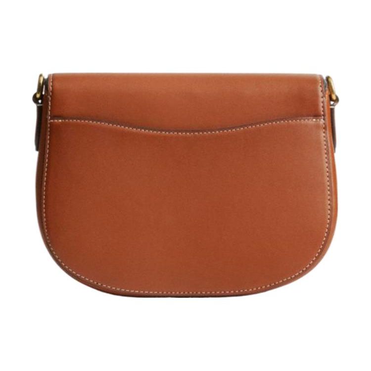 Coach Harley Solid Color Detachable Shoulder Strap Flap Closure Leather Crossbody Bag Small Unisex Crossbody Bag Amber CM705-B4BAR