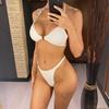 S - XL Wrinkled Halter High Leg Cut Bikini Women Swimwear Female Swimsuit Two-pieces Bikini set Bather Bathing Suit Swim