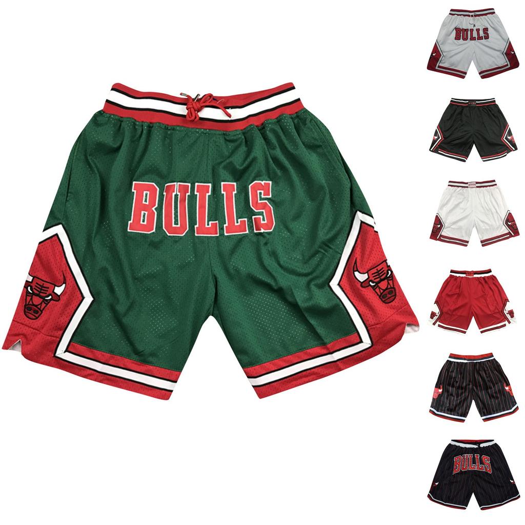 Bulls Retro Embroidered Drawstring Cropped Basketball Shorts Training Shorts
